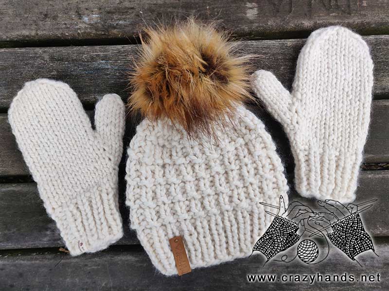 super bulky vortex knit hat and mittens set