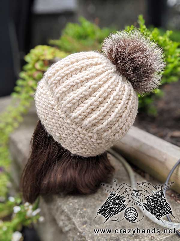 crown jewel chunky knit hat - backside view
