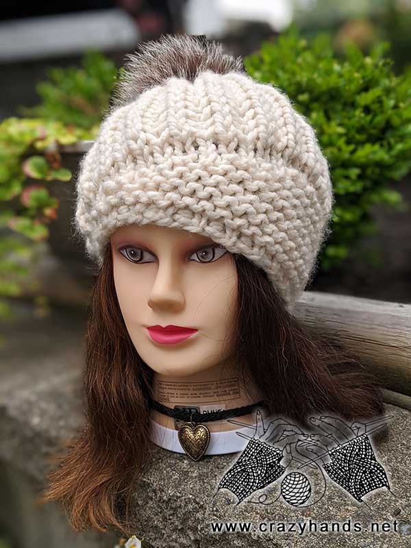 crown jewel chunky knit hat - side view