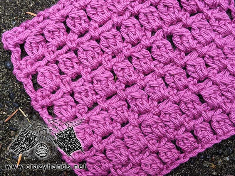 crochet cluster stitch made with violet acrylic yarn works great for scarves