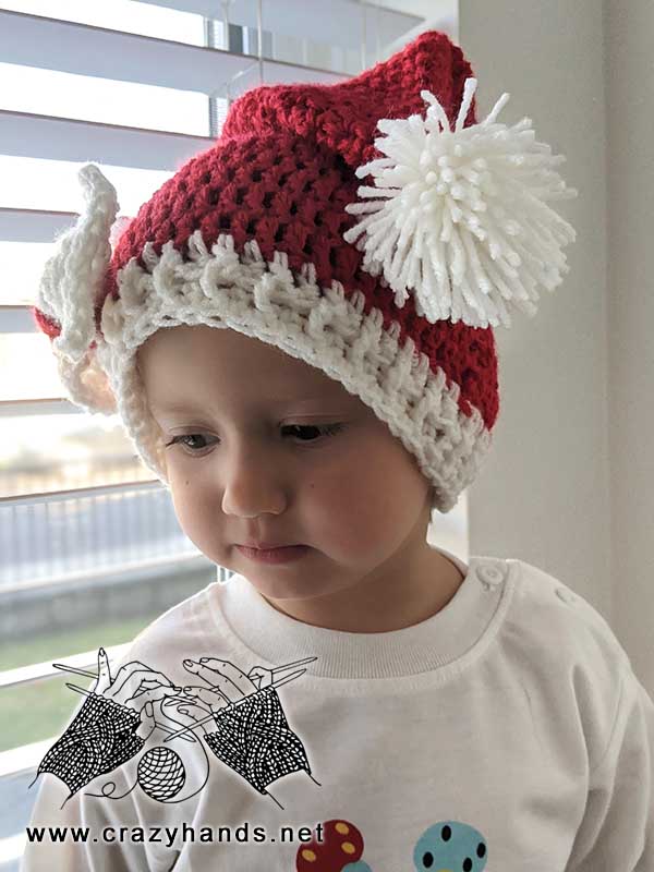 toddler size crochet santa hat with pom