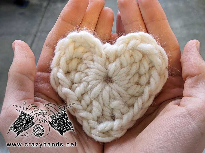 white chunky crochet heart