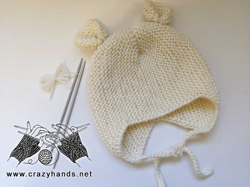 white teddy bear knit hat for toddlers