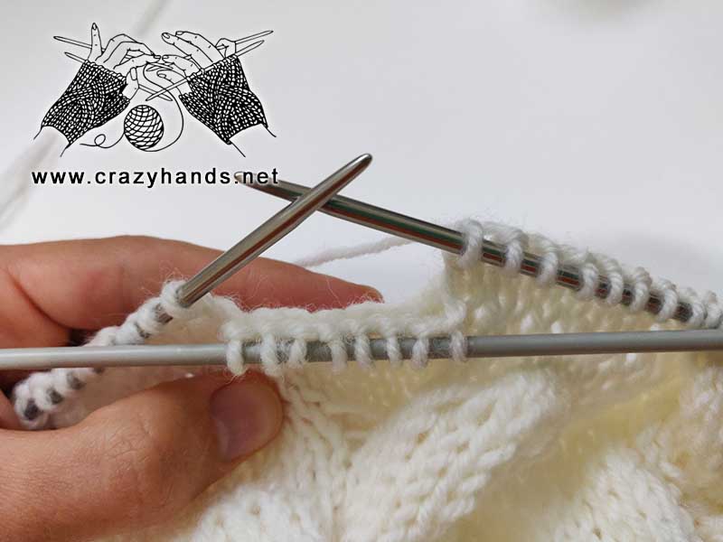 how to knit cable 8 front C8F stitch - step one