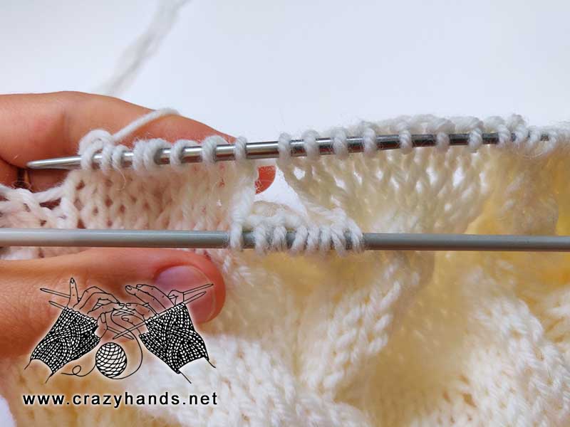 how to knit cable 8 front C8F stitch - step two
