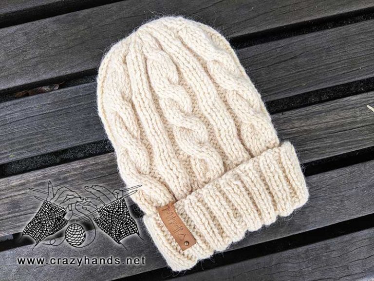 Free Cable Knit Hat Pattern on Straight Needles · Crazy Hands