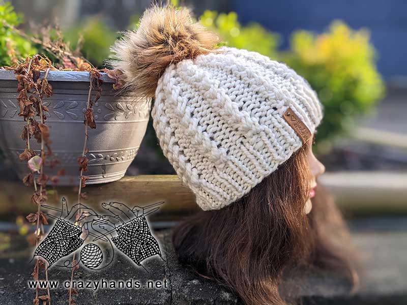 spikelet bulky yarn knit hat