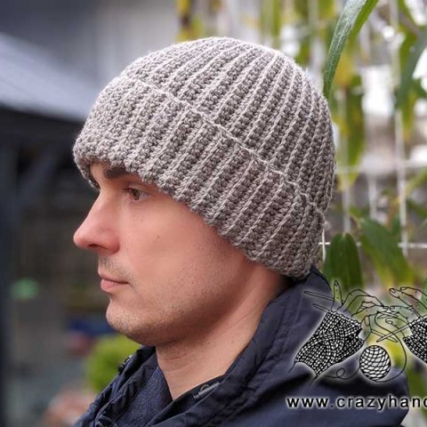 Men's Ribbed Crochet Hat Free Pattern · Crazy Hands