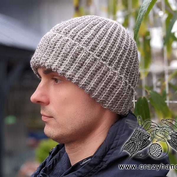 men's crochet ribbed hat