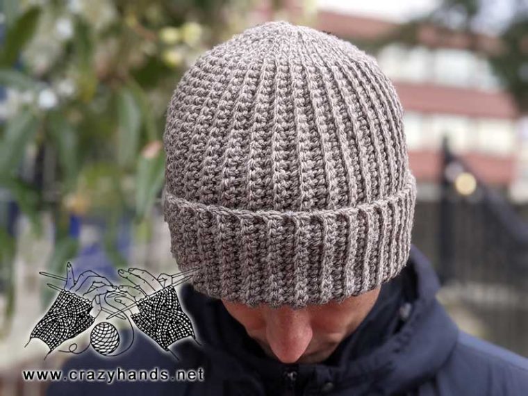 Men's Ribbed Crochet Hat Free Pattern · Crazy Hands