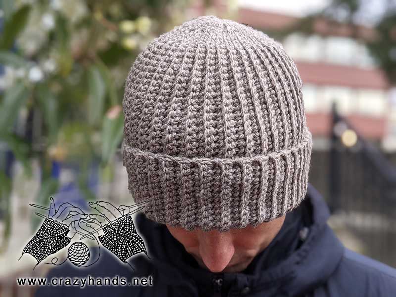 men's crochet ribbed hat pattern