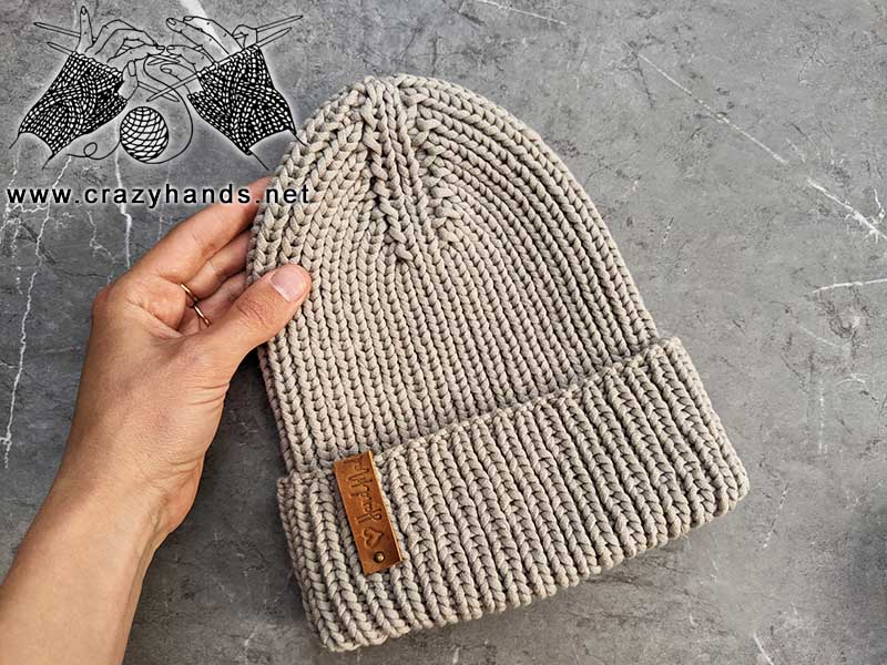 ribbed knit hat for men made on circular needles