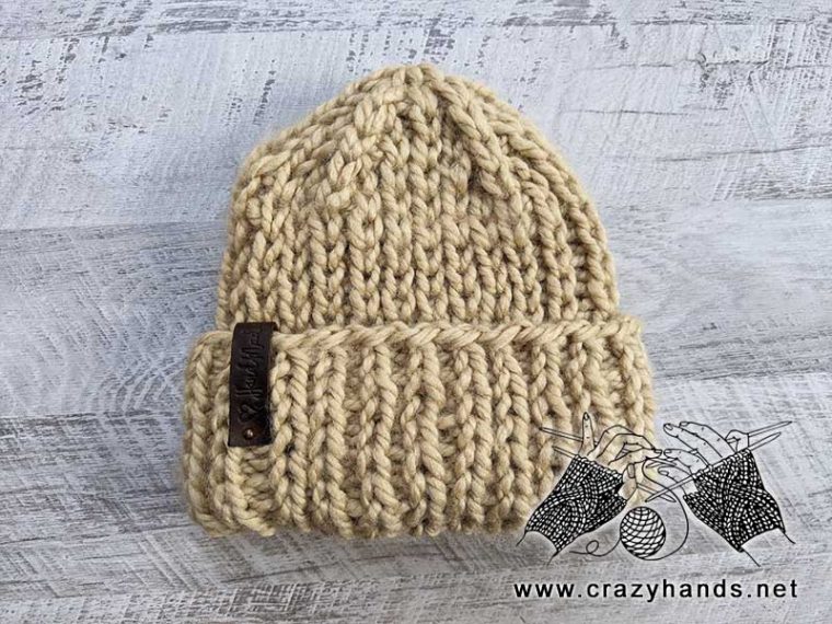 Super Bulky Knit Hat Free Pattern with Double Brim · Crazy Hands