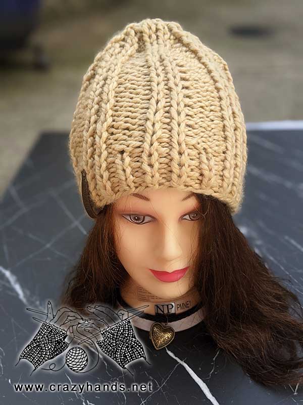 chunky knit beanie on mannequin head - front view