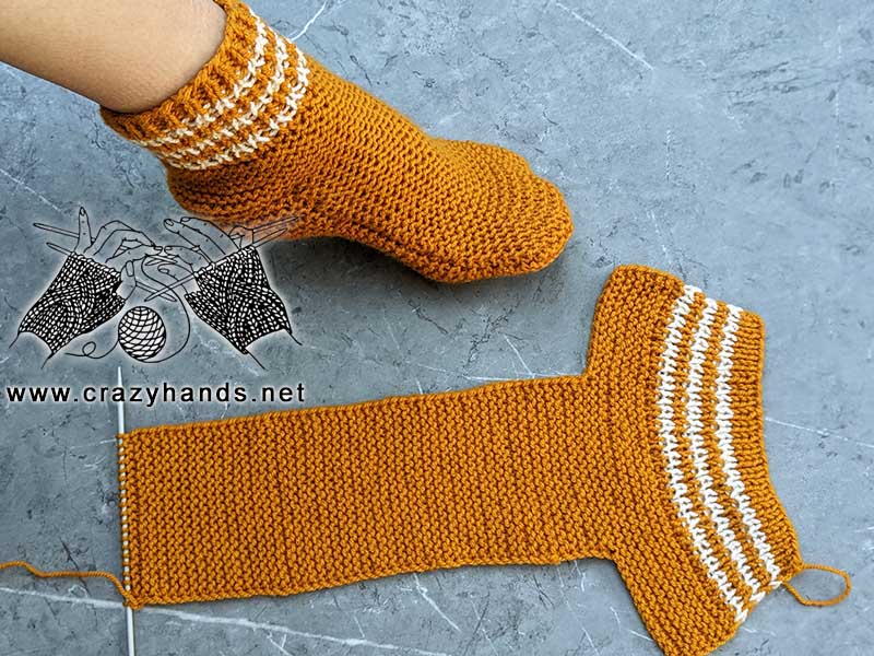 two needle flat knit socks - before and after assembly
