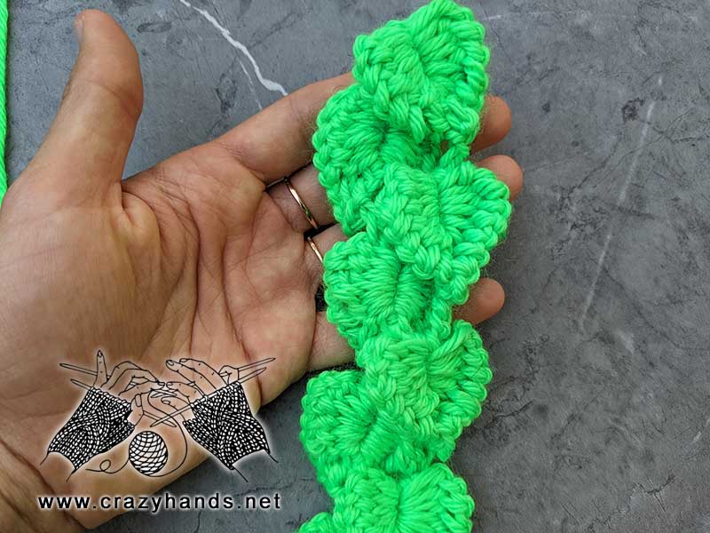crochet green leaves cord
