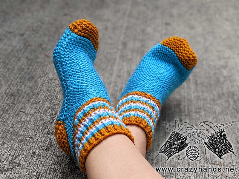 knit two-needles slipper socks for women