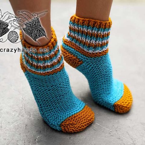 Ads-Free Knit Two-Needles Slipper Socks Pattern · Crazy Hands