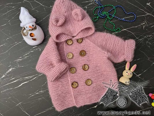 Knit Baby Cardigan Free Pattern with Raglan Line · Crazy Hands