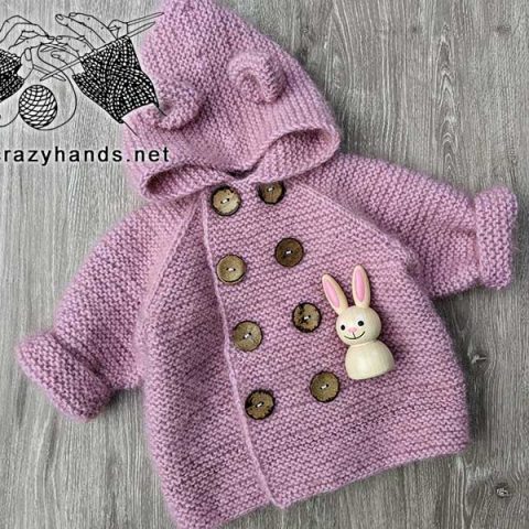 Knit Baby Cardigan Free Pattern with Raglan Line · Crazy Hands
