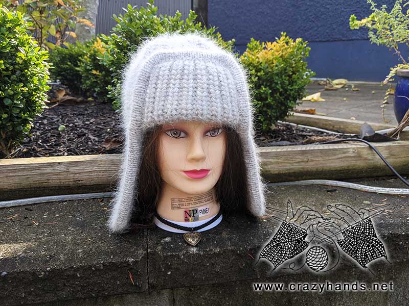 front side of the knit trapper hat - shot on mannequin