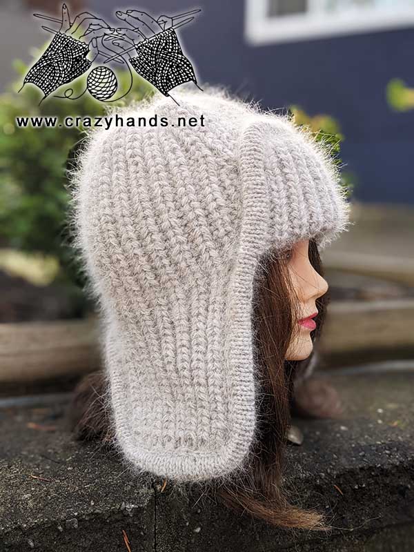 right side of the knit trapper hat - shot on mannequin