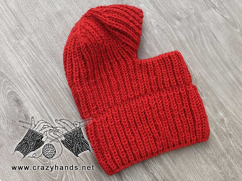 chunky knit red balaclava for women