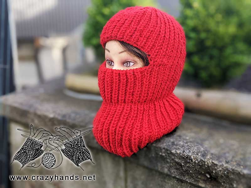 chunky knit balaclava on the mannequin head - left side view