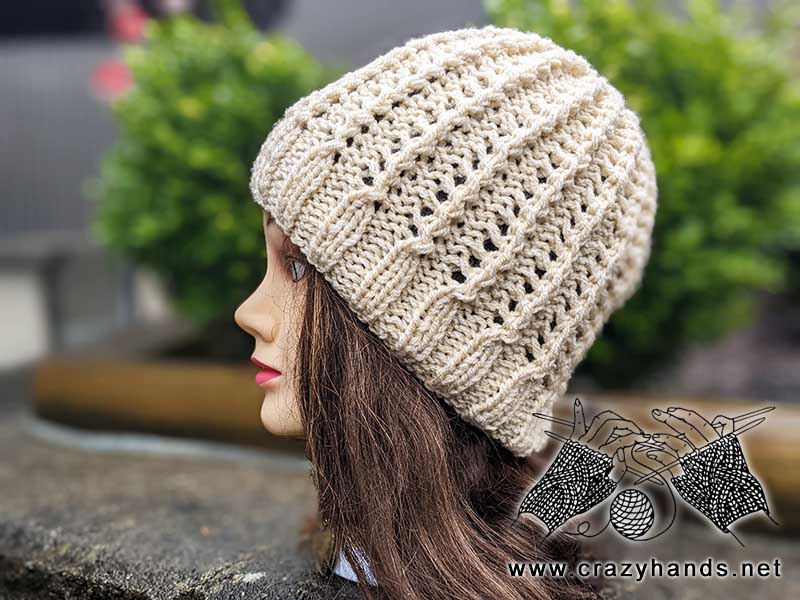 female knit hat pattern for spring or autumn season 