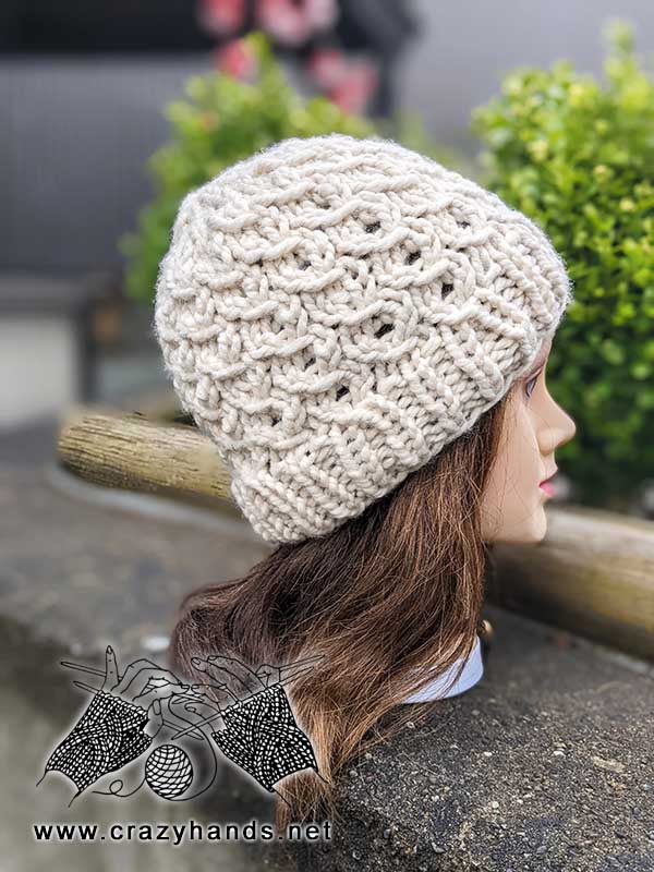 classic knit hat on mannequin head - right side view