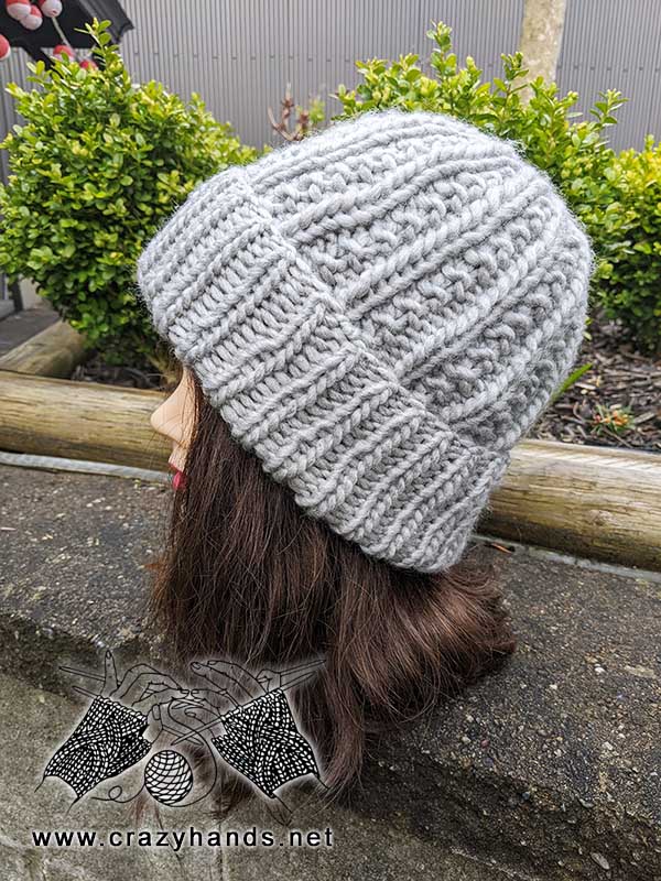 iron knit hat on the mannequin head - side view
