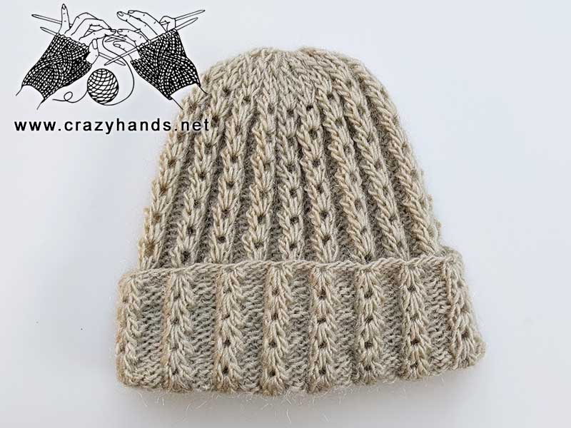 sage knit hat pattern with double brim 