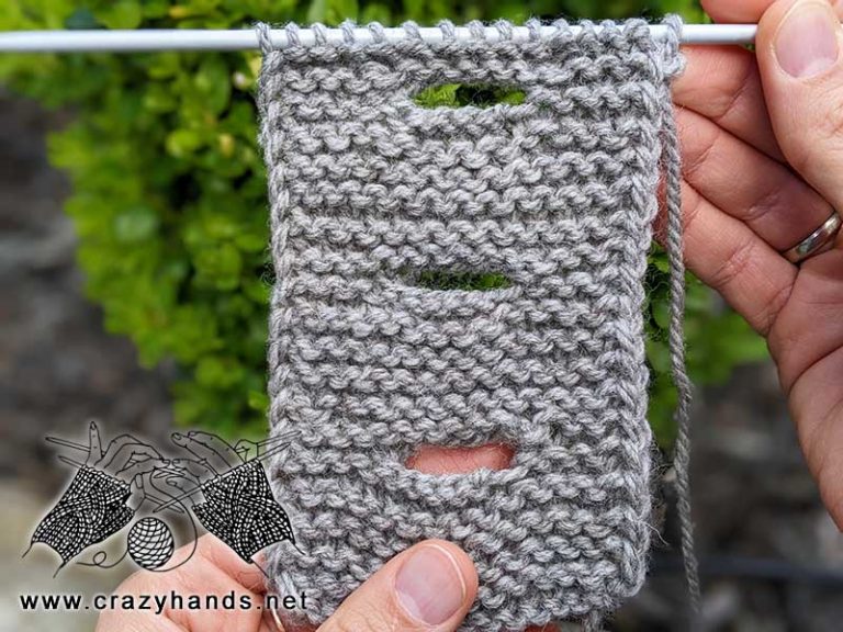 Knit Horizontal Buttonholes Free Pattern (Garter Stitch) · Crazy Hands