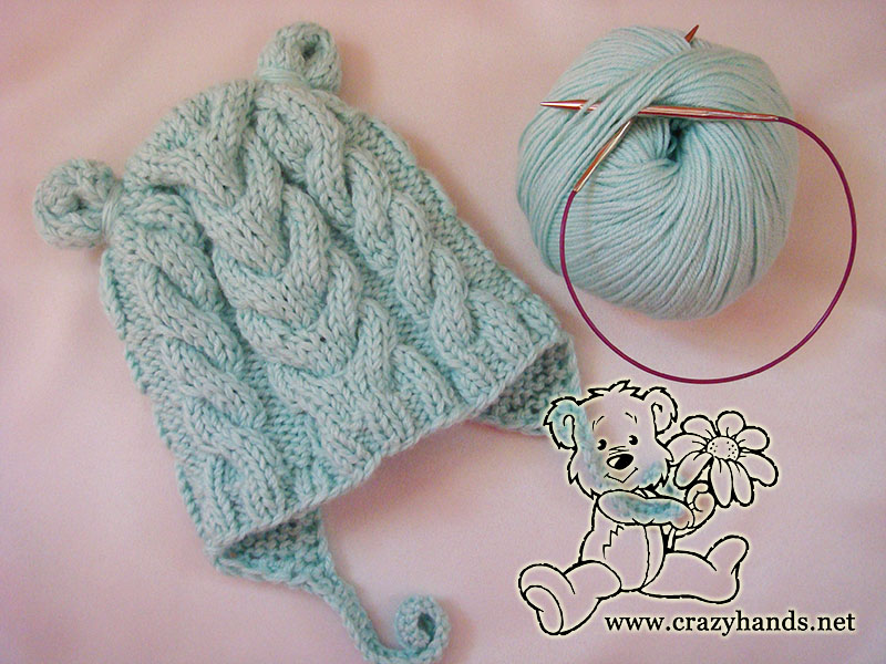 cable knit baby hat with ear flaps pattern