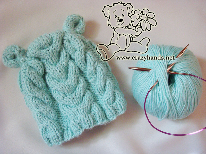 cable knit baby hat without ear flaps