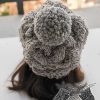 chunky knit cable beanie on the mannequin's head - crown view
