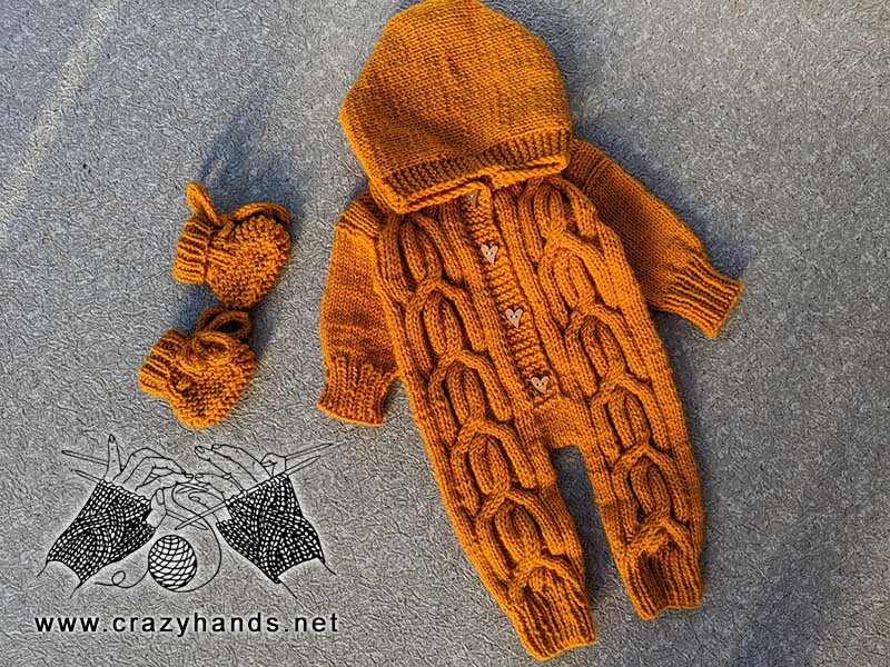 matching knit newborn baby booties and aran romper