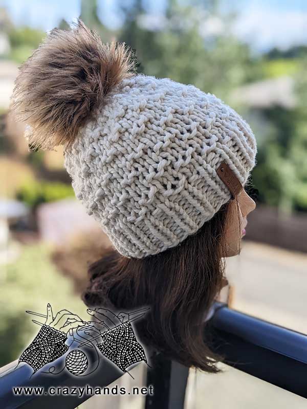 raindrops chunky knit hat on mannequin head