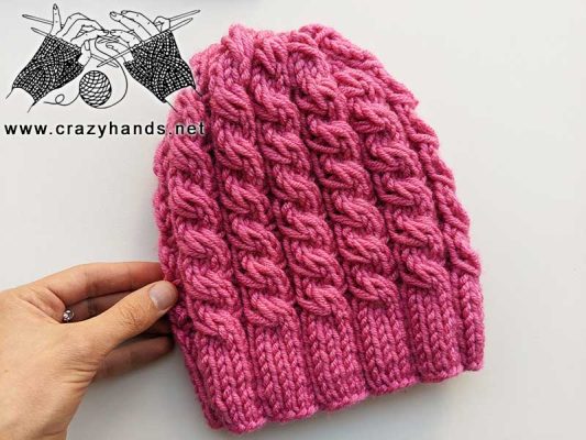 Ads-Free Flat Knit Cable Hat Pattern · Crazy Hands