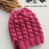 flat knit cable hat made on two needles