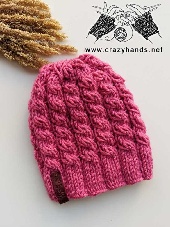 Flat Knit Cable Hat Free Pattern · Crazy Hands