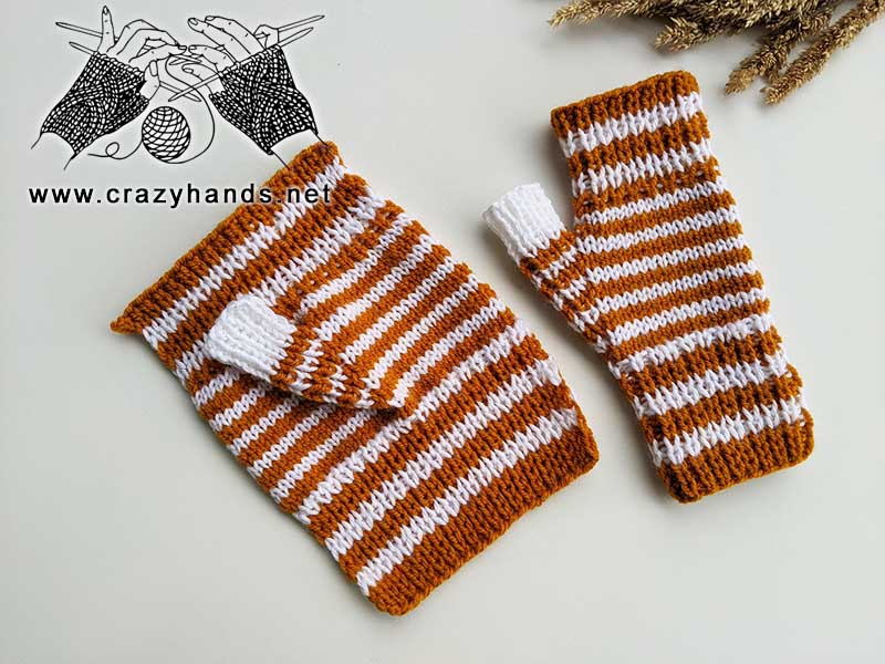 flat knit hand warmers pattern