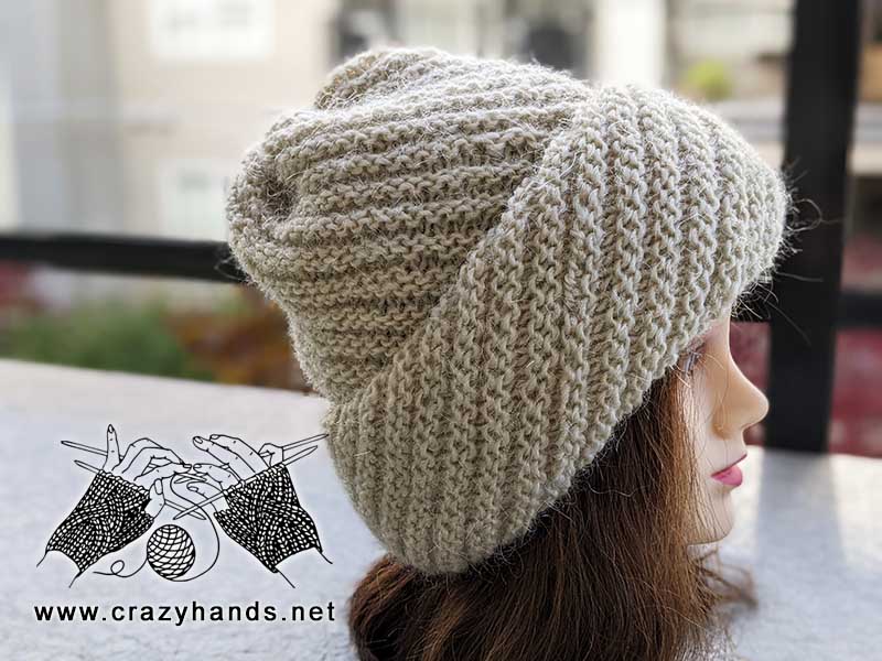 flat knit diagonal hat pattern