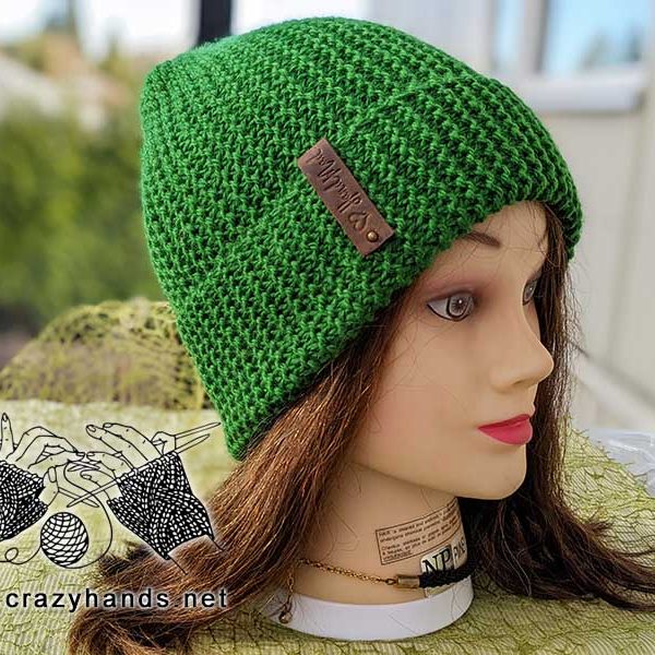 AdsFree Flat Knit Slouchy Hat Pattern (Garter Stitch) · Crazy Hands
