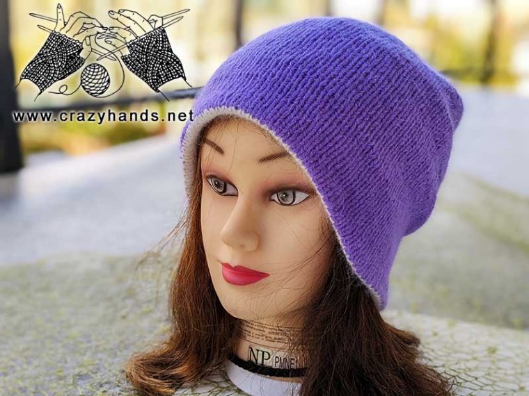 Slouchy Double Layer Reversible Knit Hat Free Pattern · Crazy Hands