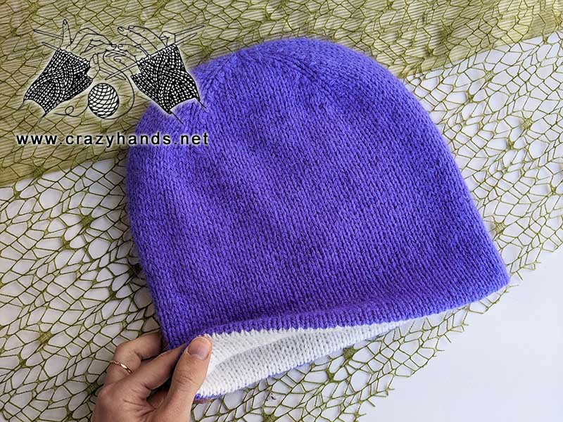slouchy knit double layer reversible knit hat