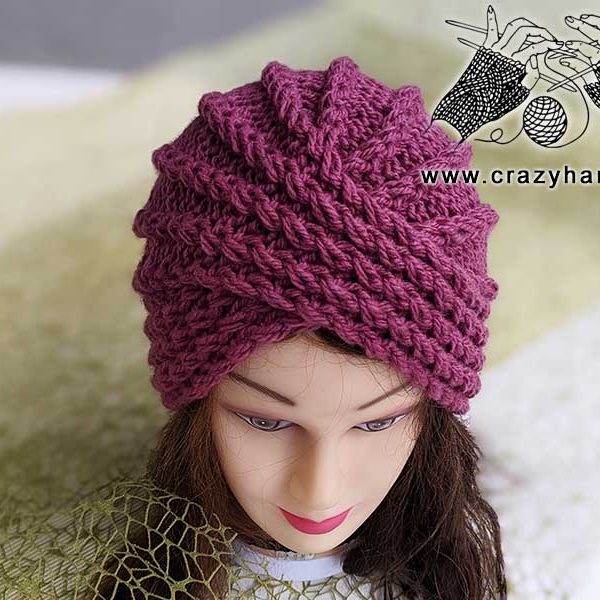 Ads-Free Twisted Turban Knit Hat Pattern · Crazy Hands