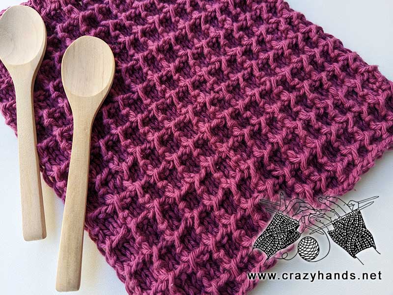 knit waffle stitch kitchen towel pattern