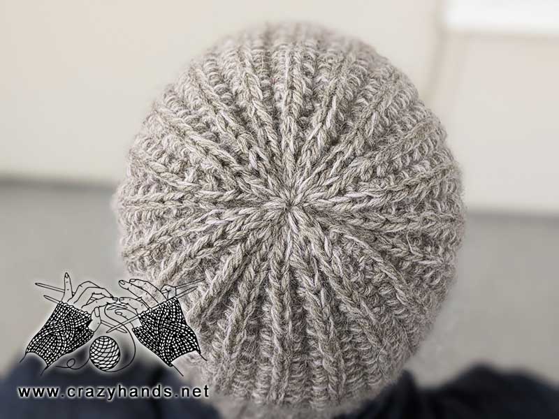 shaping the crown of knit unisex winter hat