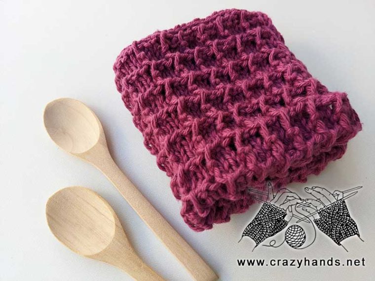 Waffle Stitch Knit Kitchen Towel Free Pattern · Crazy Hands